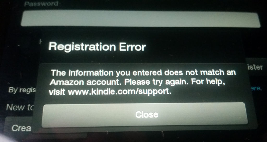 Amazon Kindle Fire HD Registration Error Message 8Bit Mammoth